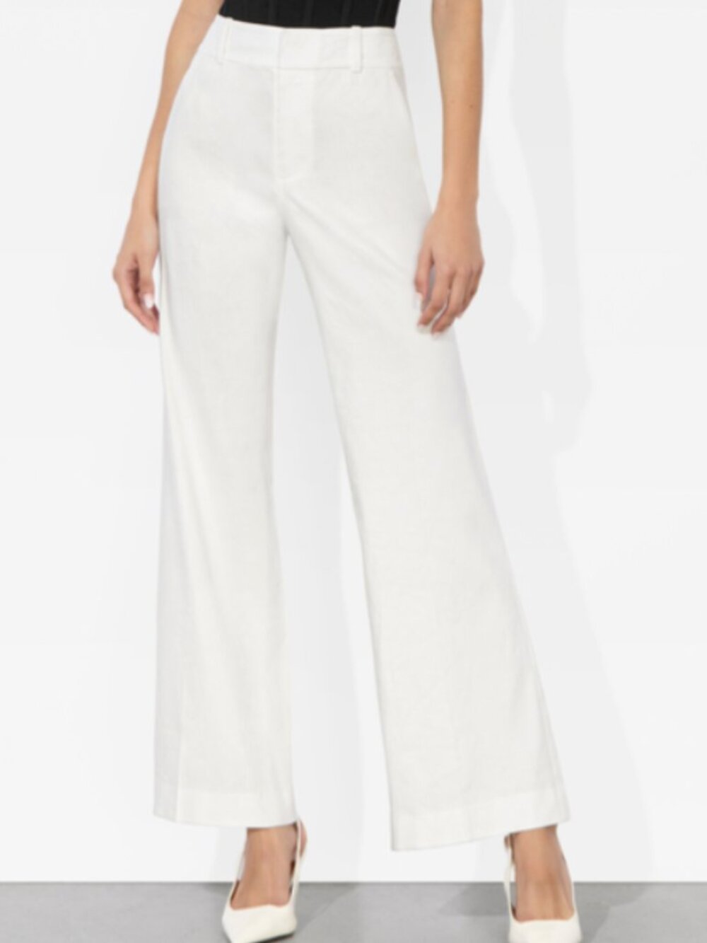 Alice + Olivia White High-Waist Trousers